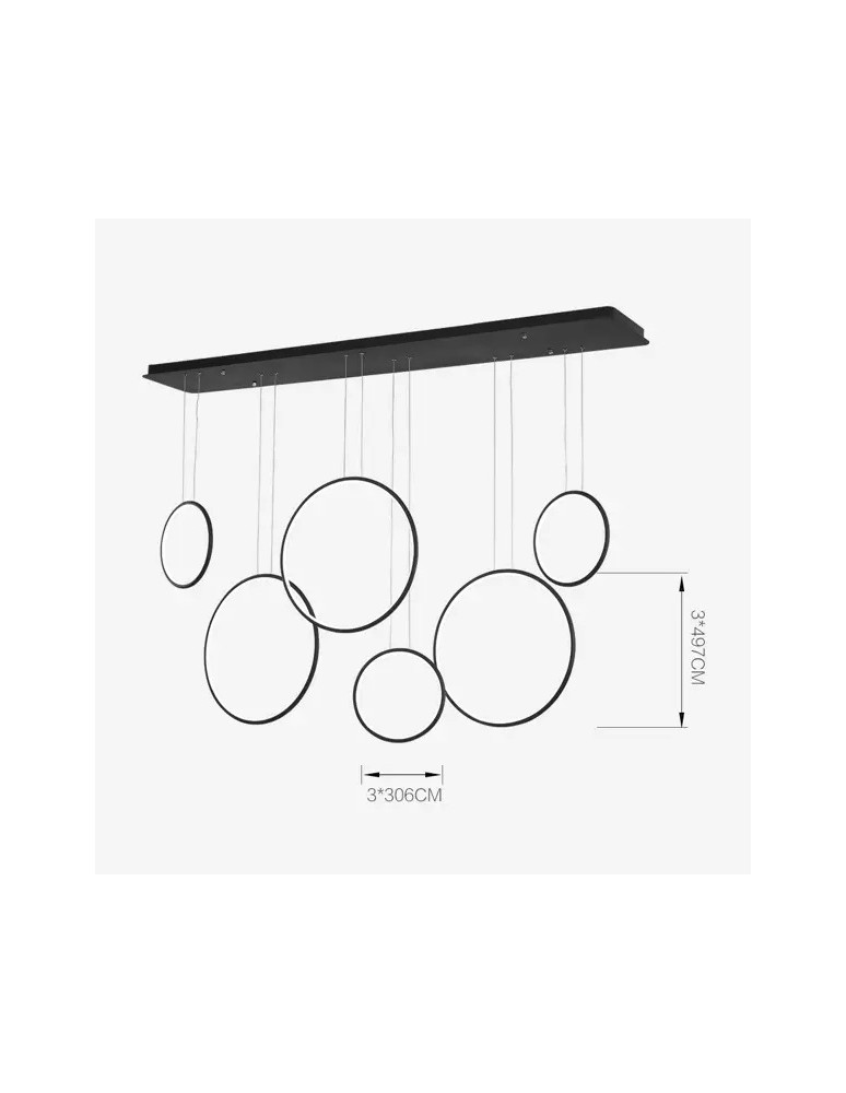 Pendant lamps circles - Altavola Design: Led Circles pendant lamp no. 8 black 180 cm in 3k  - product kolory-swiatla.pl 9