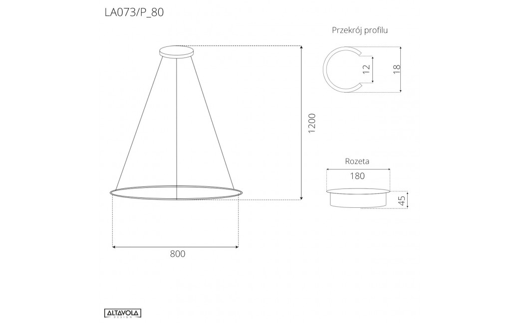 Altavola Design Lampa wisząca Ledowe Okręgi No.1 Φ80 cm in 4k biała 