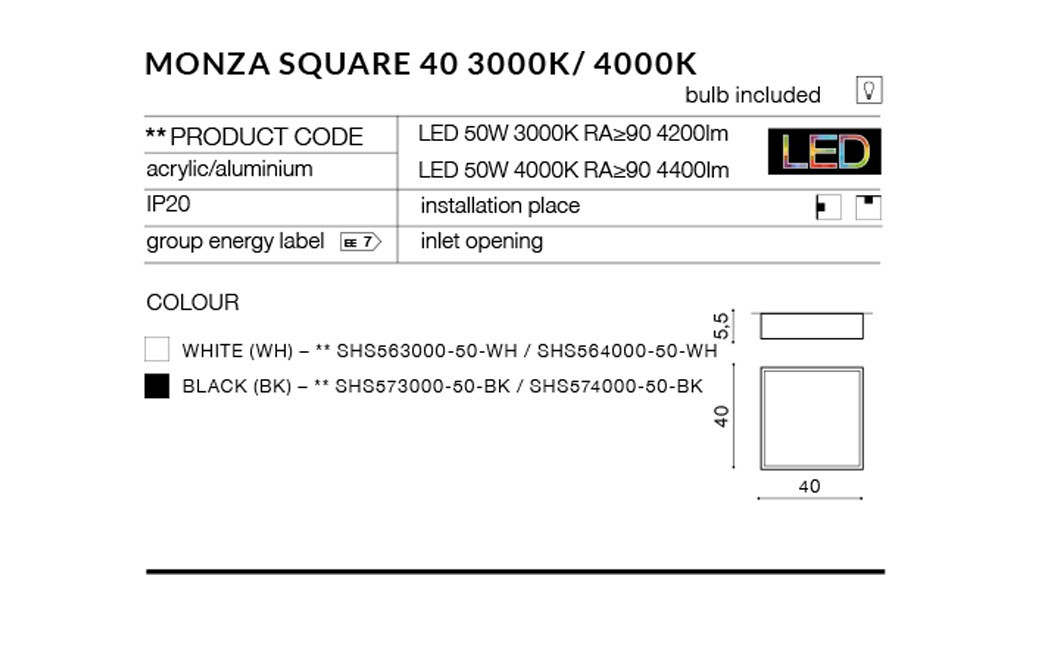 Azzardo MONZA S 40 4000K BK 1xLED Ceiling Light Black AZ2274