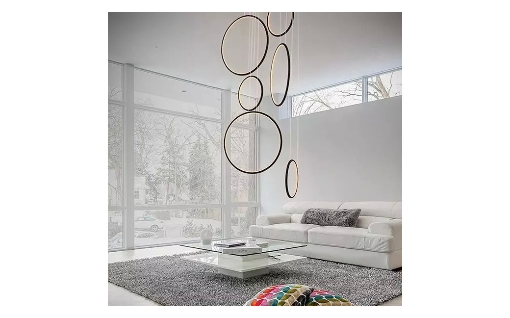 Altavola Design: Lampa wisząca Ledowe Okręgi No. 8 czarny 90 cm in 3k ściemnialna 