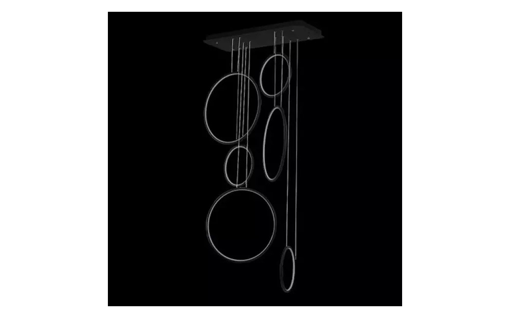 Altavola Design: Lampa wisząca Ledowe Okręgi No. 8 czarny 90 cm in 4k ściemnialna 