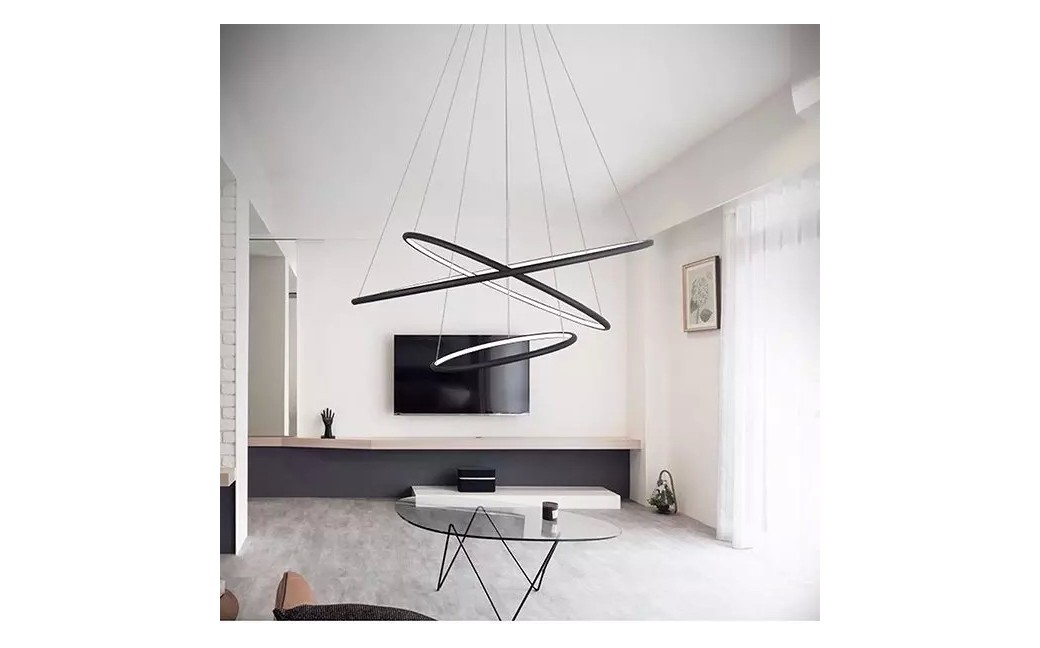 Altavola Design Lampa wisząca Ledowe Okręgi No.3 Φ100 cm in 4k czarna 