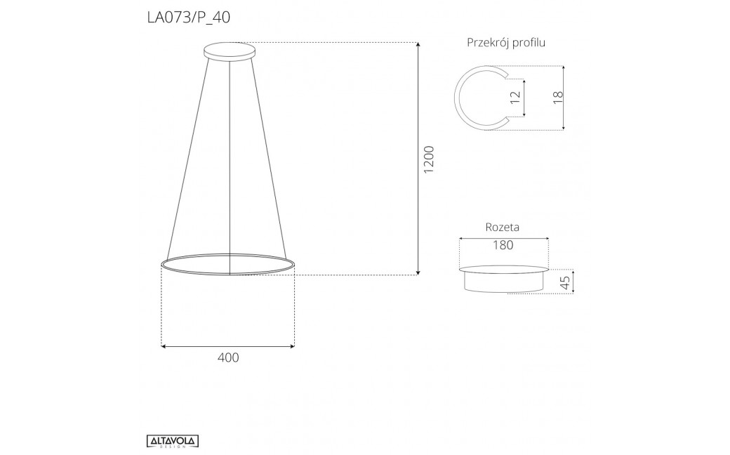 Altavola Design Lampa wisząca Ledowe Okręgi No.1 Φ40 cm in 3k czarna 
