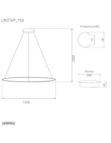 Altavola Design Lampa wisząca Ledowe Okręgi No.1 Φ150 cm in 3k czarna ściemnialna  - produkt 2