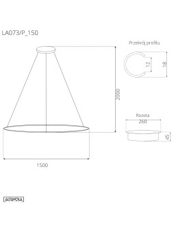 Altavola Design Lampa wisząca Ledowe Okręgi No.1 Φ150 cm in 3k czarna ściemnialna  - produkt 2