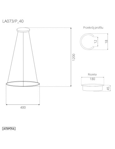 Altavola Design Lampa wisząca Ledowe Okręgi No.1 Φ40 in 4k czarna   - produkt 2