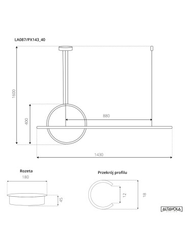 Altavola Design Lampa wisząca LINEA No.2 Φ40 cm 3k biała   - produkt 2