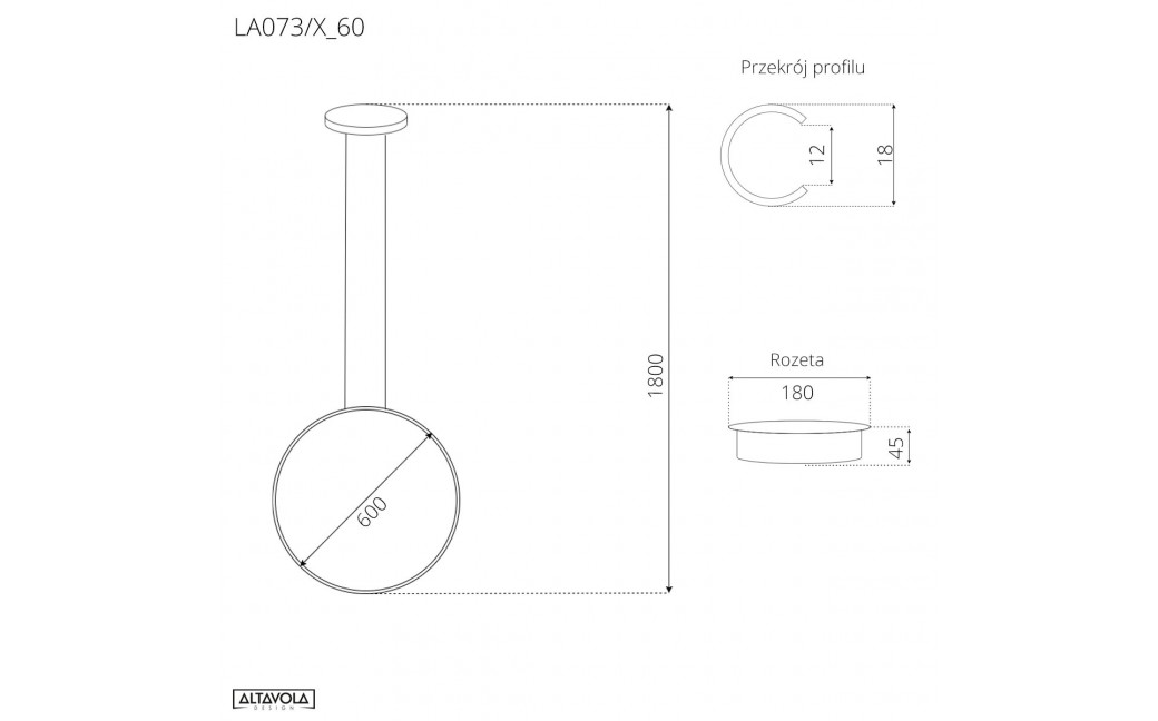 Altavola Design Lampa wisząca Ledowe okręgi No.1 X Φ60cm in 4k biała 