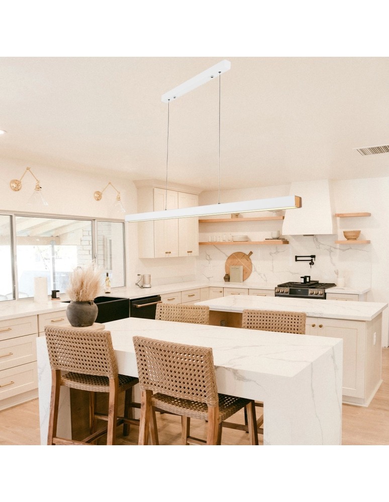 Pendant lamps over desk - Altavola Design LINEAR pendant lamp 100cm white 4k  - product kolory-swiatla.pl 3