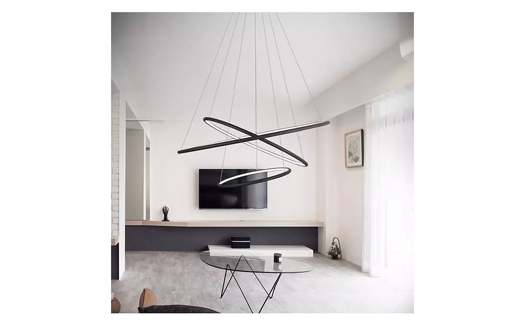 Altavola Design Lampa wisząca Ledowe Okręgi No.3 Φ100 cm in 3k czarna ściemnialna 