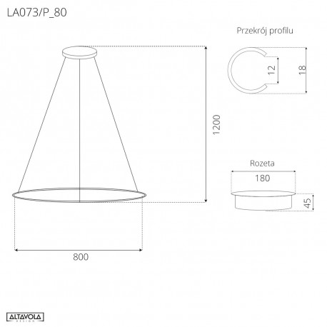 Altavola Design Lampa wisząca Ledowe Okręgi No.1 Φ80 cm in 3k 43W czarna 