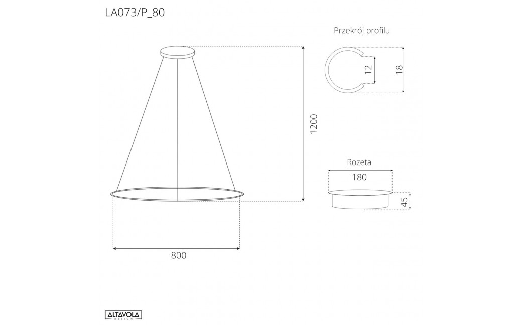 Altavola Design Lampa wisząca Ledowe Okręgi No.1 Φ80 cm in 3k 43W czarna 