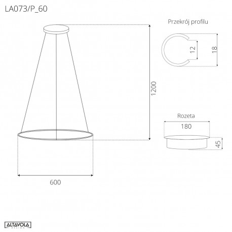 Altavola Design Lampa wisząca Ledowe Okręgi No.1 Φ60 cm in 3k 32W czarna 