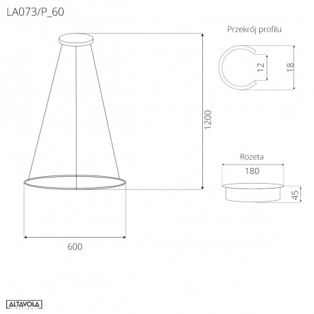 Altavola Design Lampa wisząca Ledowe Okręgi No.1 Φ60 cm in 4k 32W czarna 