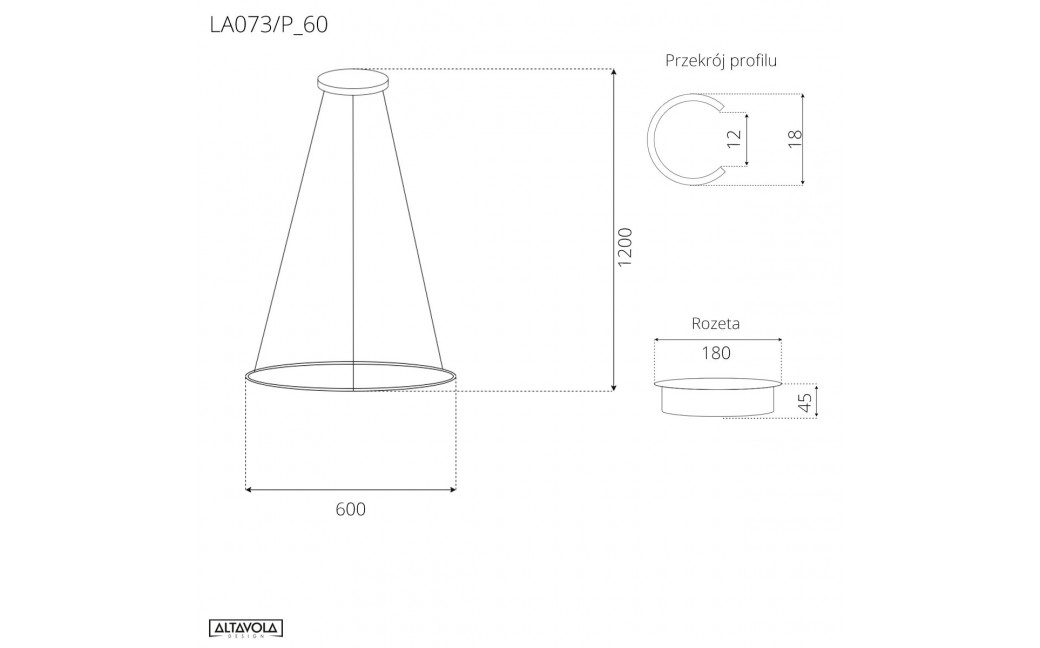 Altavola Design Lampa wisząca Ledowe Okręgi No.1 Φ60 cm in 4k 32W czarna 