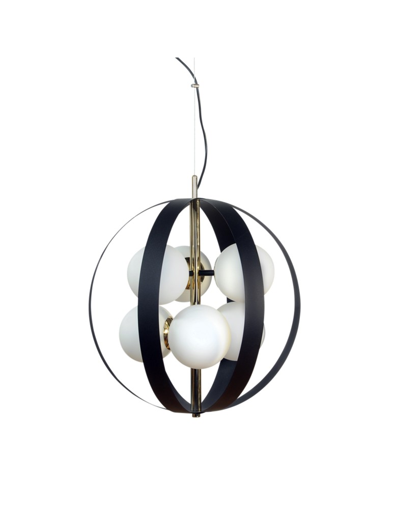 Pendant lamps spheres - Zuma Line NELA 50 cm pendant lamp black-gold /black-gold - product kolory-swiatla.pl 1