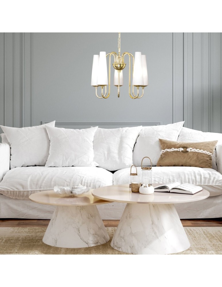 Gold chandeliers - Zuma Line MAGNUM 5 gold/gold pendant lamp - product kolory-swiatla.pl 4