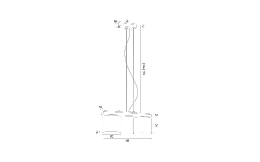 Argon CANOA lampa wisząca 2 pł. 2x15W (max) opal mat czarny 7164