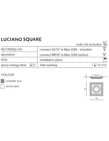 Azzardo LUCIANO S WHITE 1xGU10 Recessed White AZ1472 - product 2