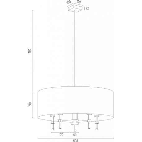 Argon ABBANO żyrandol 5 pł. 5x7W (max) czarny mosiądz szczotkowany 2133