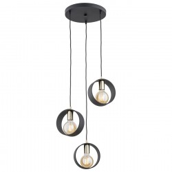 Argon AMADORA lampa wisząca 3 pł. 3x15W (max) czarny struktura elementy mosiądzowane 1449