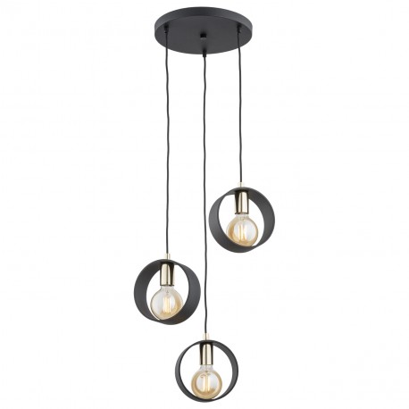 Argon AMADORA lampa wisząca 3 pł. 3x15W (max) czarny struktura elementy mosiądzowane 1449