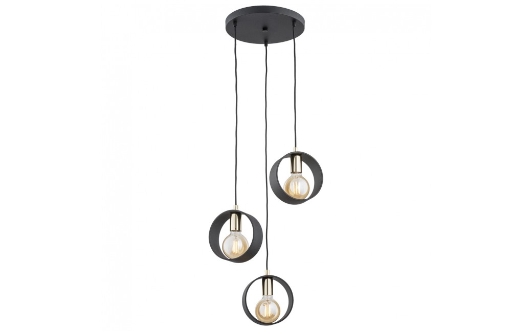 Argon AMADORA lampa wisząca 3 pł. 3x15W (max) czarny struktura elementy mosiądzowane 1449