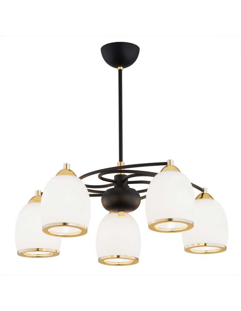 Chandeliers - Argon AVILA PLUS chandelier 5 fl. 5x15W (max) opal mat black structure 2115 - product kolory-swiatla.pl 1