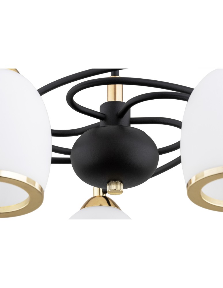 Chandeliers - Argon AVILA PLUS chandelier 5 fl. 5x15W (max) opal mat black structure 2115 - product kolory-swiatla.pl 4