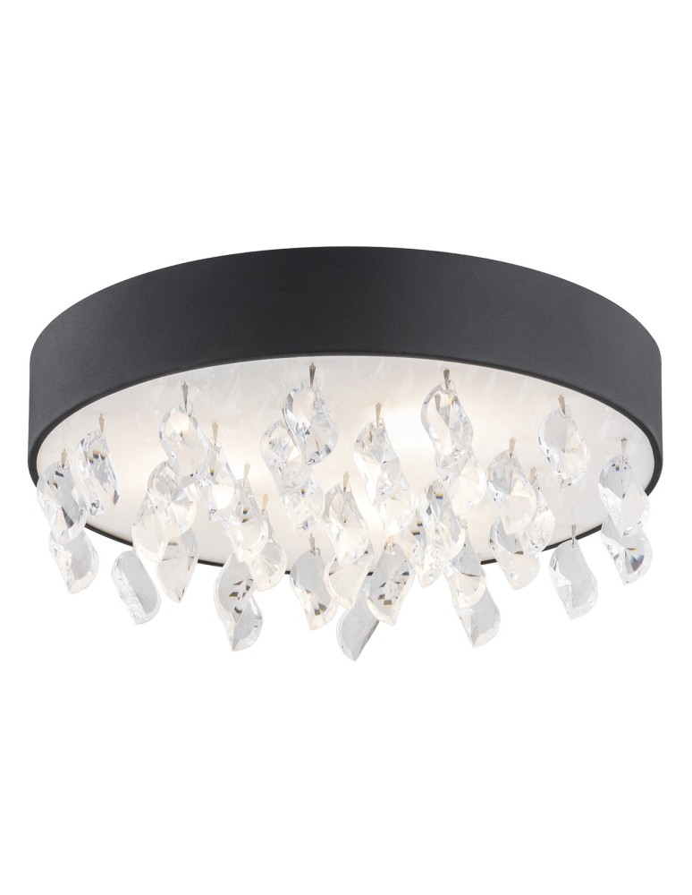Ceiling lamps with crystals - Argon BELLA plafond 3 fl. 3x15W (max) black structure milky 1495 - product kolory-swiatla.pl 1