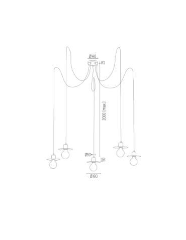 Argon CORSO 5 fl. pendant lamp "spider" 5x15W (max) white structure 2077 - product 2