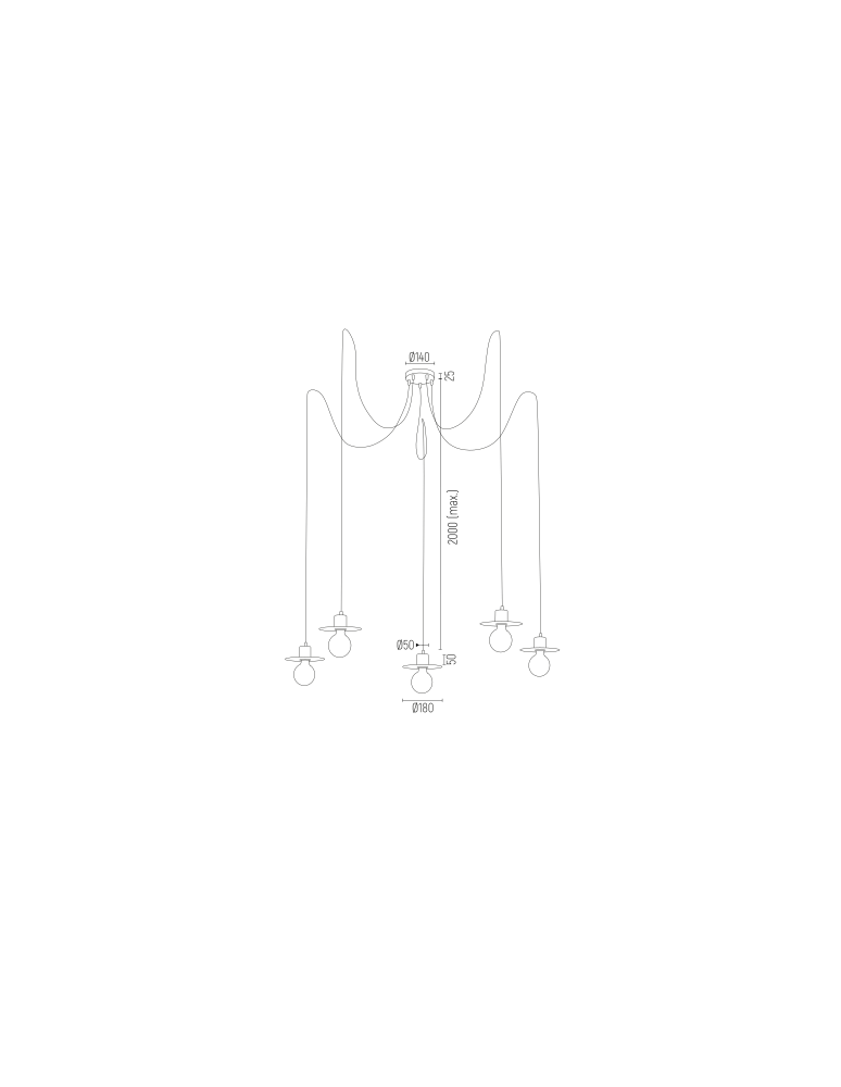 Pendant lamps spiders - Argon CORSO 5 fl. pendant lamp "spider" 5x15W (max) white structure 2077 - product kolory-swiatla.pl 2