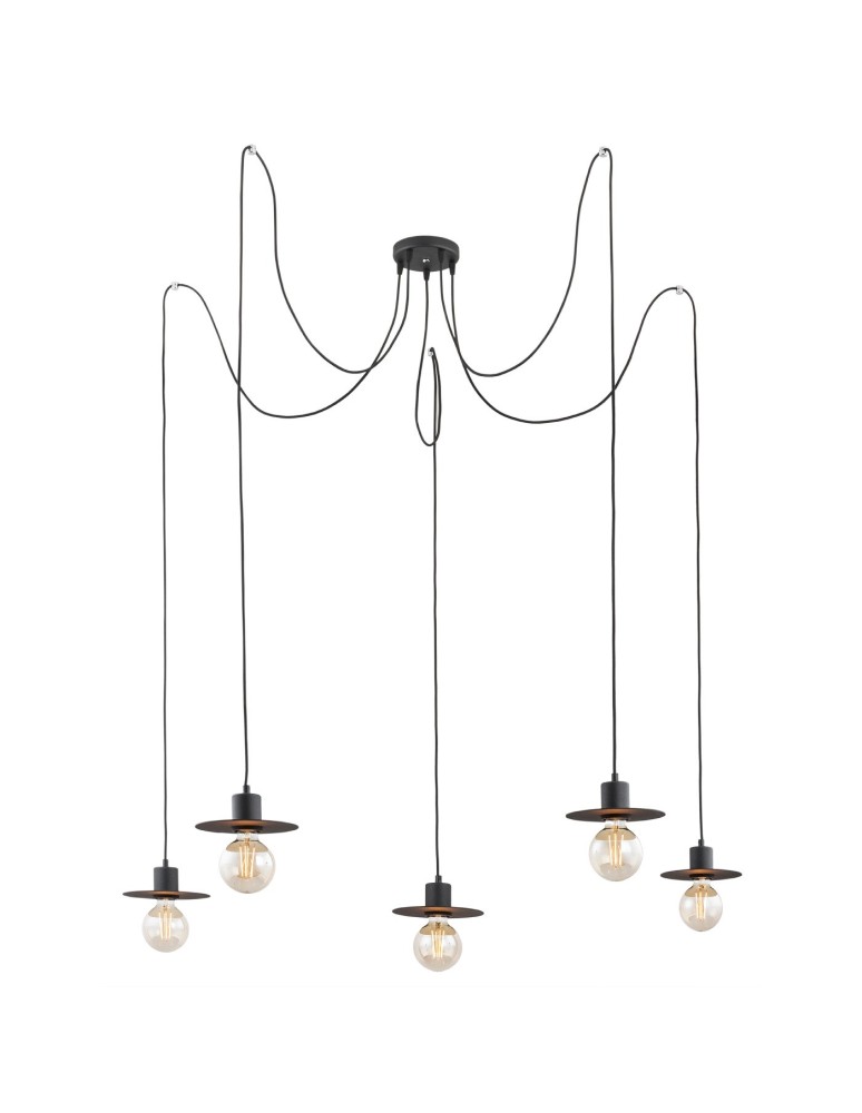 Pendant lamps spiders - Argon CORSO 5 fl. pendant lamp "spider" 5x15W (max) black structure 2078 - product kolory-swiatla.pl 1