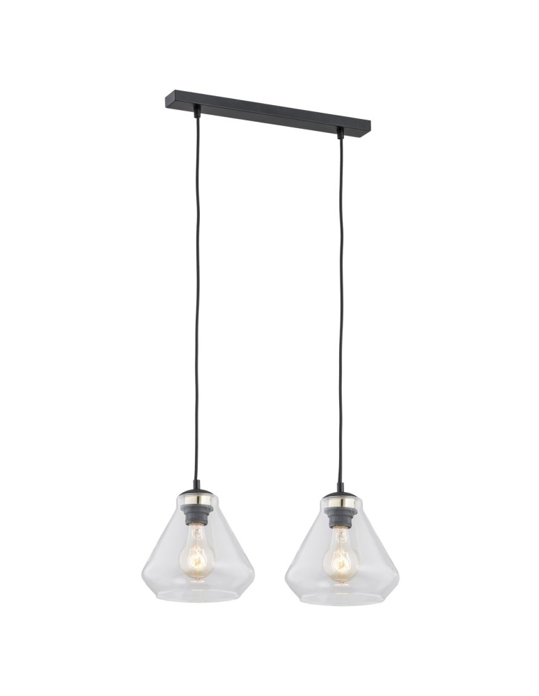 Pendant lamps - Argon DECORATO 2 fl. pendant lamp 2x15W (max) transparent matte black 854 - product kolory-swiatla.pl 1