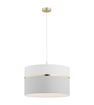 Pendant lamps with lampshade - Argon KASER 1-fl. pendant lamp larger 1x15W (max) white-gray with gold decor brass elements 4285 - product 1