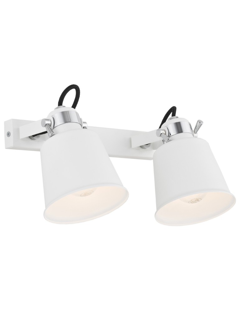 Loft wall lamps - industrial - Argon KONGO wall lamp 2 pł. 2x15W (max) white structure chrome elements 672 - product kolory-swiatla.pl 1