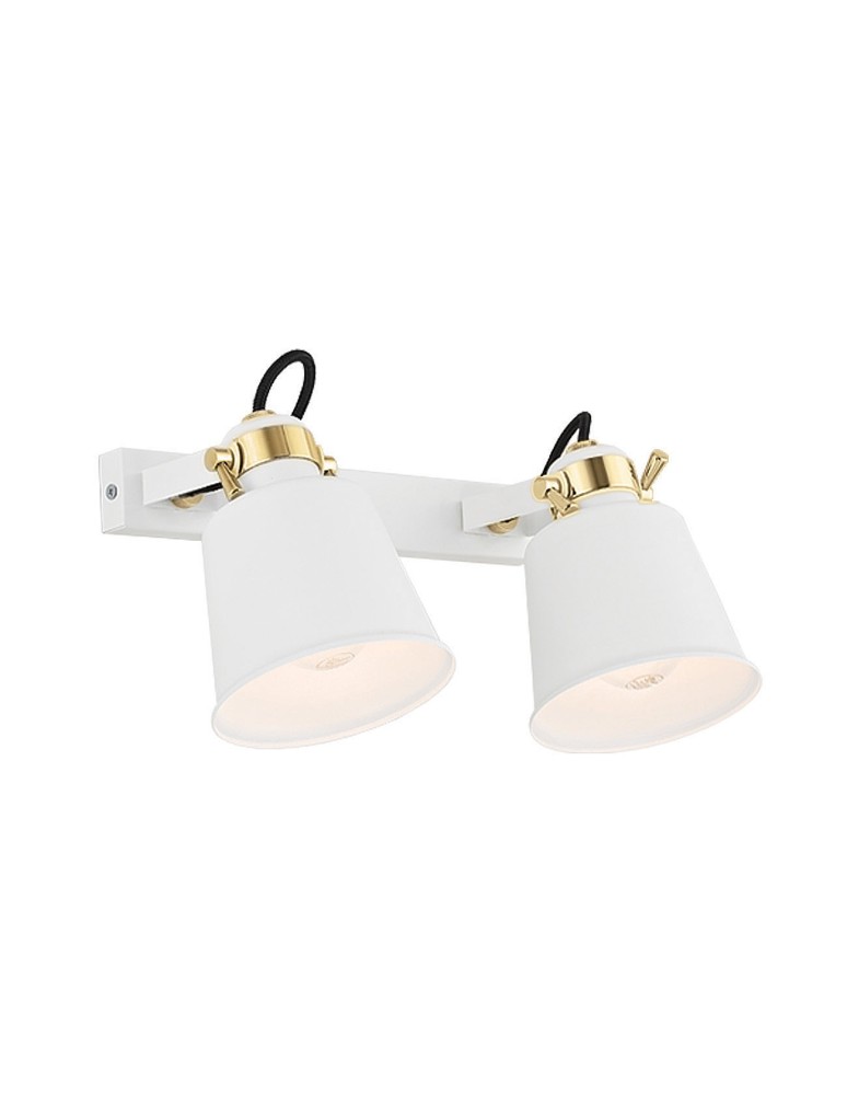 Loft wall lamps - industrial - Argon KONGO wall lamp 2 pł. 2x15W (max) white structure brass elements 875 - product kolory-swiatla.pl 1