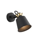 Loft wall lamps - industrial - Argon KONGO wall lamp 1 pł. 1x15W (max) black structure brass elements 4161 - product 1