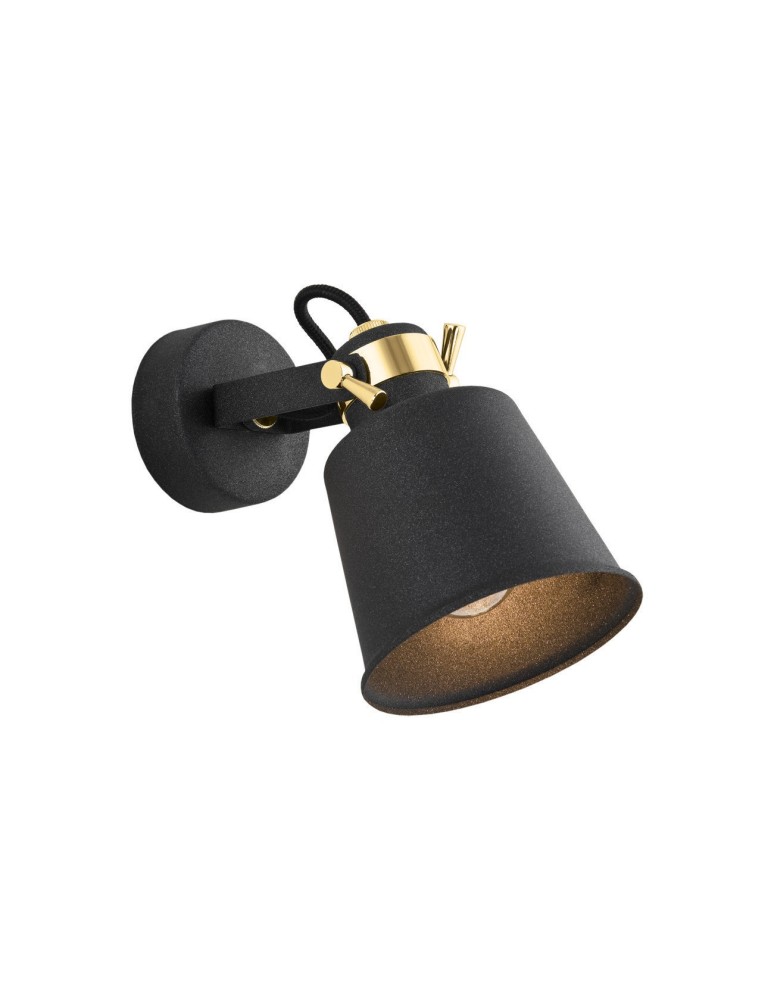 Loft wall lamps - industrial - Argon KONGO wall lamp 1 pł. 1x15W (max) black structure brass elements 4161 - product kolory-swiatla.pl 1