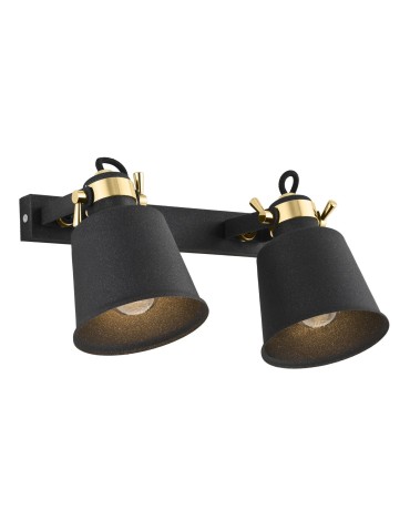 Argon KONGO wall lamp 2 pł. 2x15W (max) black structure brass elements 876