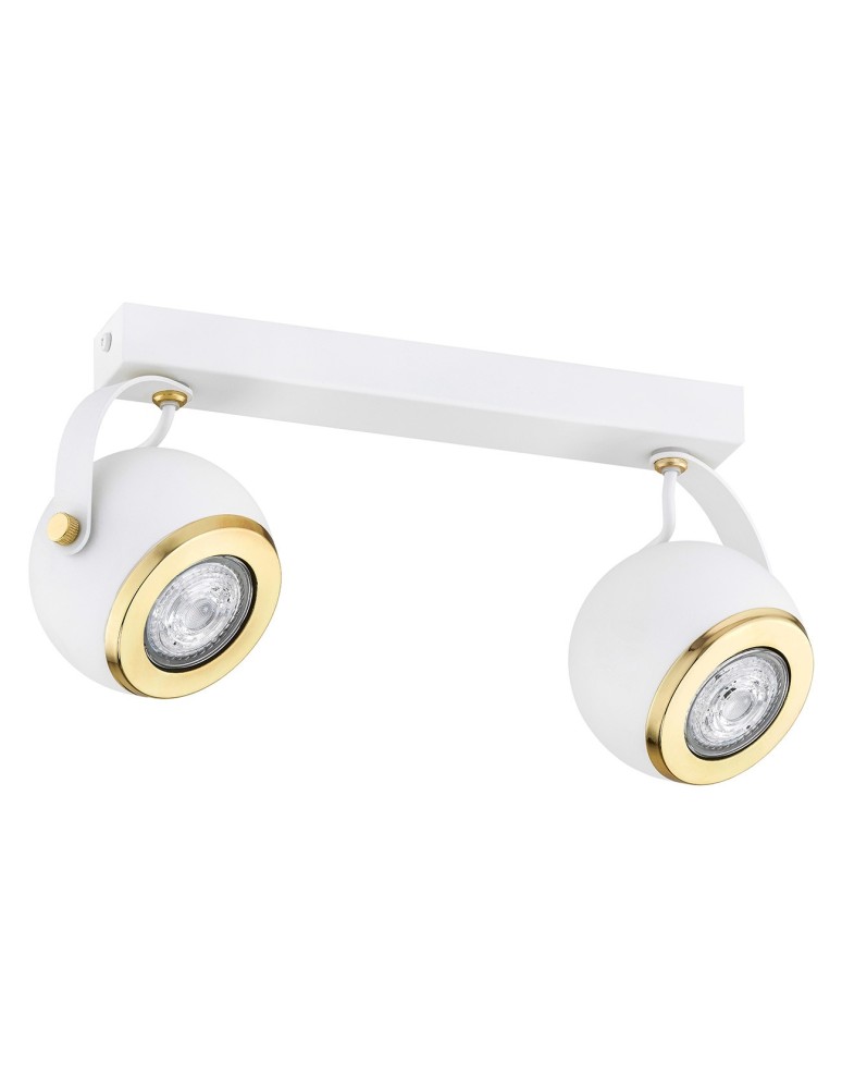 Adjustable ceiling lamps - spots - Argon KOS PLUS plafond 2 fl. 2x5W (max) white structure brass elements 7038 - product kolory-swiatla.pl 2