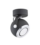 Kinkiety - Argon KOS kinkiet 1 pł. 1x5W (max) czarny struktura elementy chromowane 3521 - produkt 1