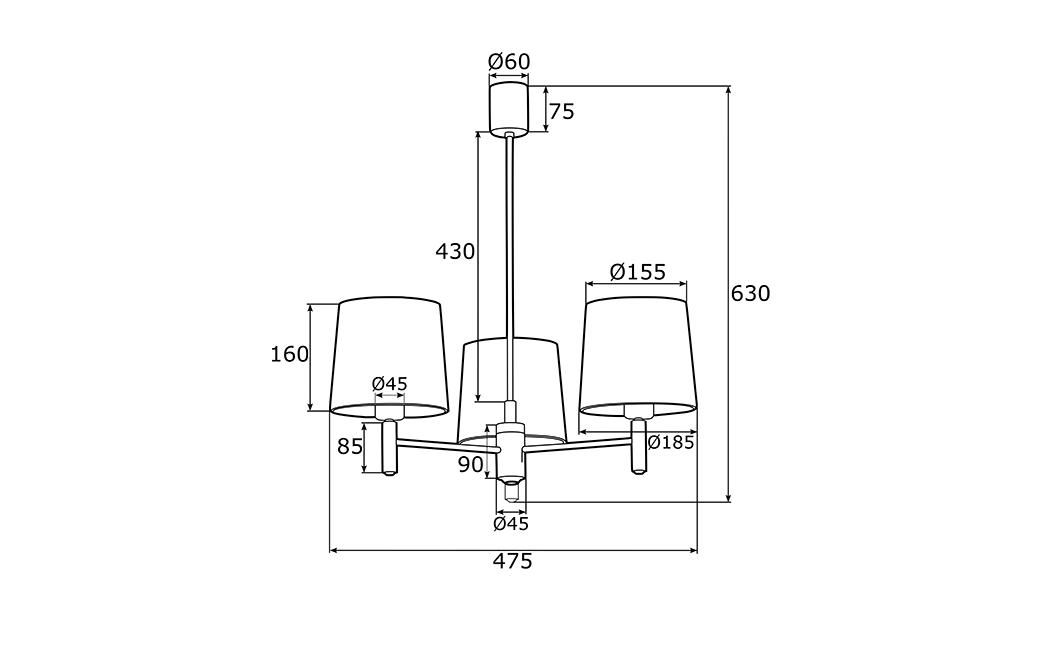 Argon PONTE PLUS żyrandol 3 pł. 3x15W (max) czarny ciemny mosiądz 6111