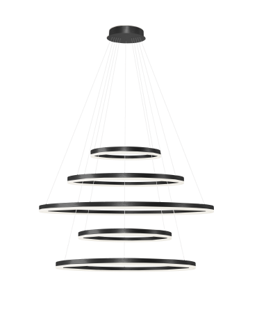 Azzardo HALO PENDANT 150+120+100+80+60 CCT BK Pendant with Remote Control Functions Dimming and Light Color Change AZ5351