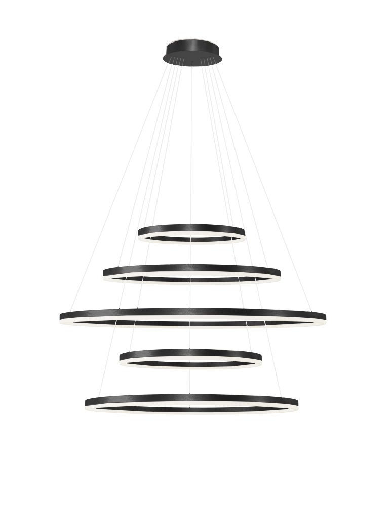 Pendant lamps circles - Azzardo HALO PENDANT 150+120+100+80+60 CCT BK Pendant with Remote Control Functions Dimming and Light Color Change AZ5351 - product kolory-swiatla.pl 1