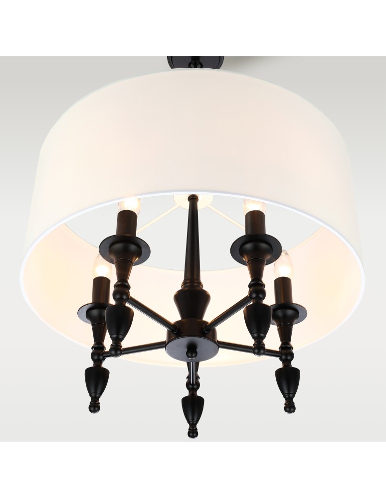 Hampton style pendant lamps - Cosmolight AUSTIN P05203BK-WH Pendant Lamp Black - product kolory-swiatla.pl 4