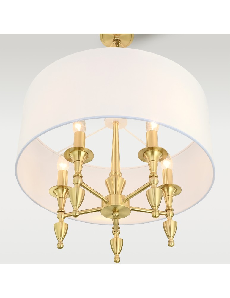 Hampton style pendant lamps - Cosmolight AUSTIN pendant lamp P05197BR-WH Brass - product kolory-swiatla.pl 4
