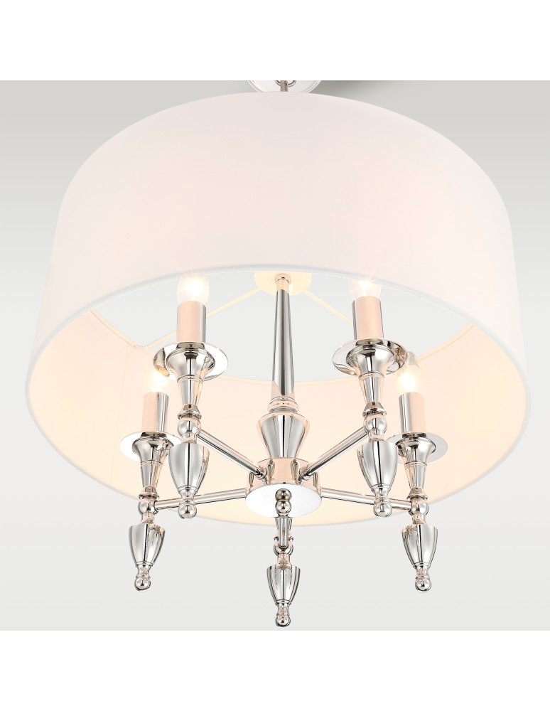 Hampton style pendant lamps - Cosmolight AUSTIN P05173NI-WH Nickel Pendant Lamp - product kolory-swiatla.pl 3