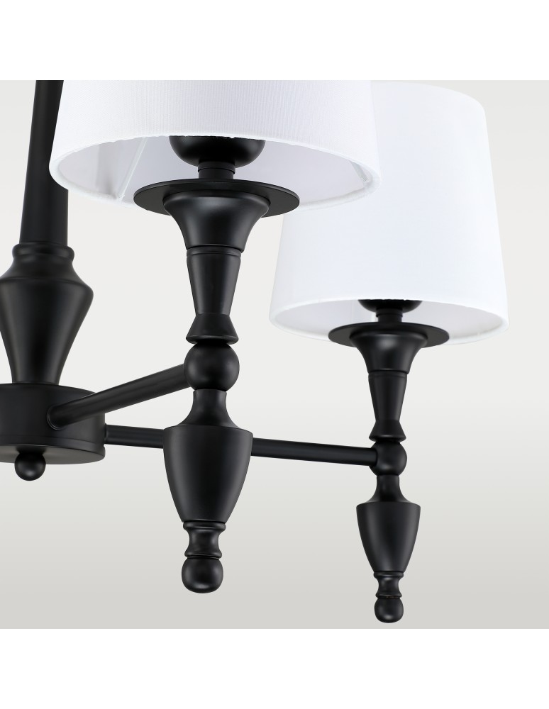 Hampton style pendant lamps - Cosmolight AUSTIN P04166BK-WH Pendant Lamp Black - product kolory-swiatla.pl 3