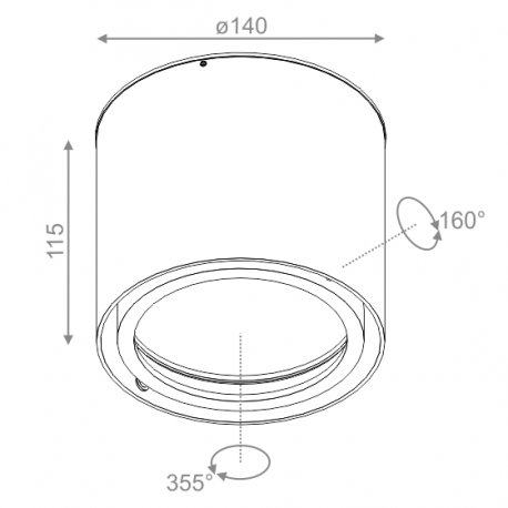 Aqform TUBA 111 230V 11.5cm natynkowy czarny 45711-0000-U8-PH-02